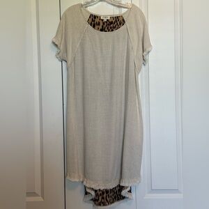 Umgee Beige Dress with Leopard Print back